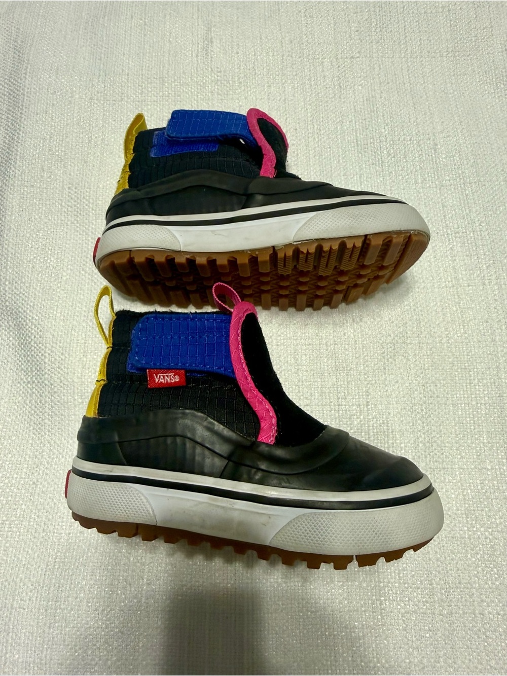 Vans Kids Black Boots with Pink, Blue & Yellow Accents